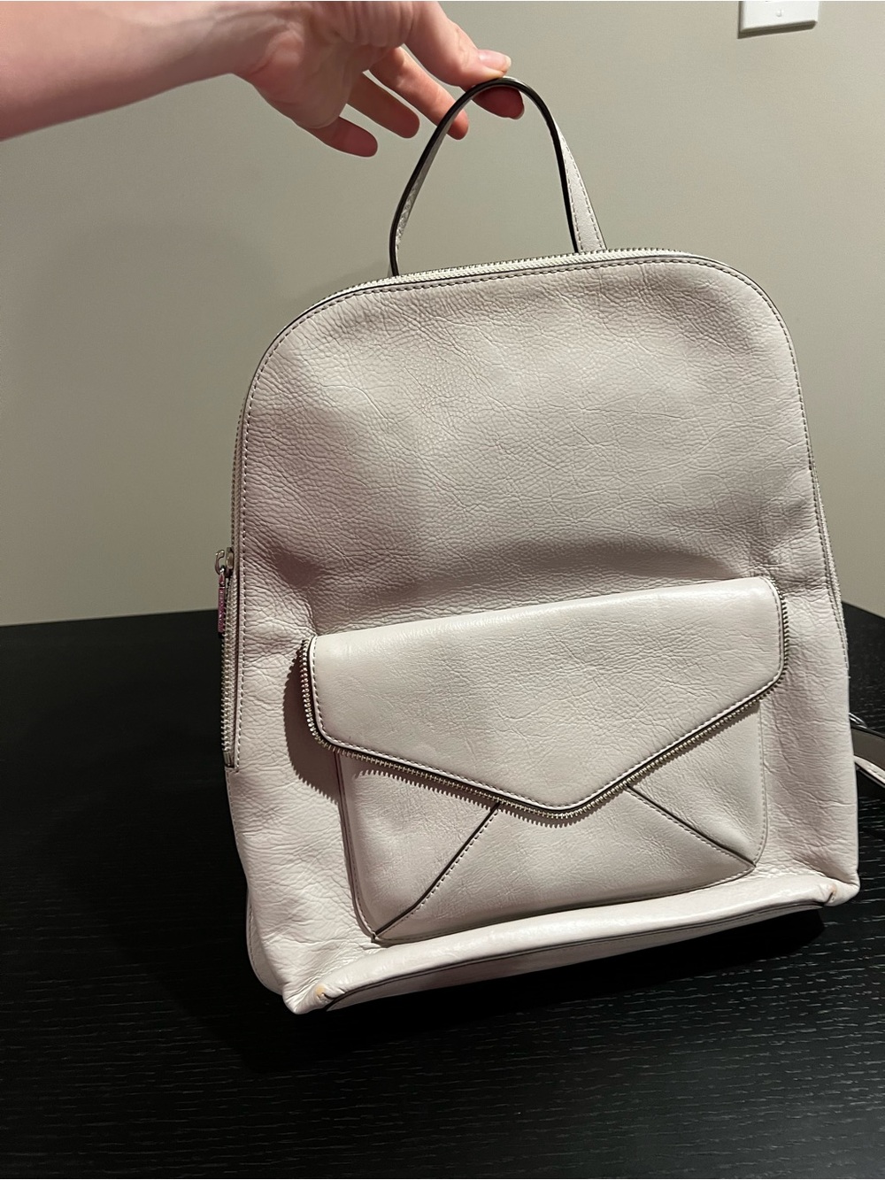 Rebecca Minkoff Minimalist Ivory Leather Backpack Bag - Women's Casual Daypack